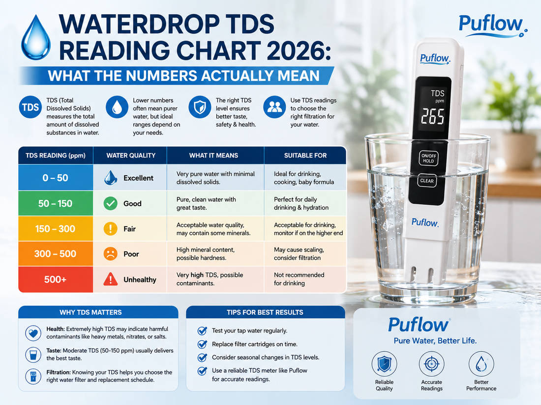 Waterdrop TDS Reading Chart 2026: What the Numbers Actually Mean