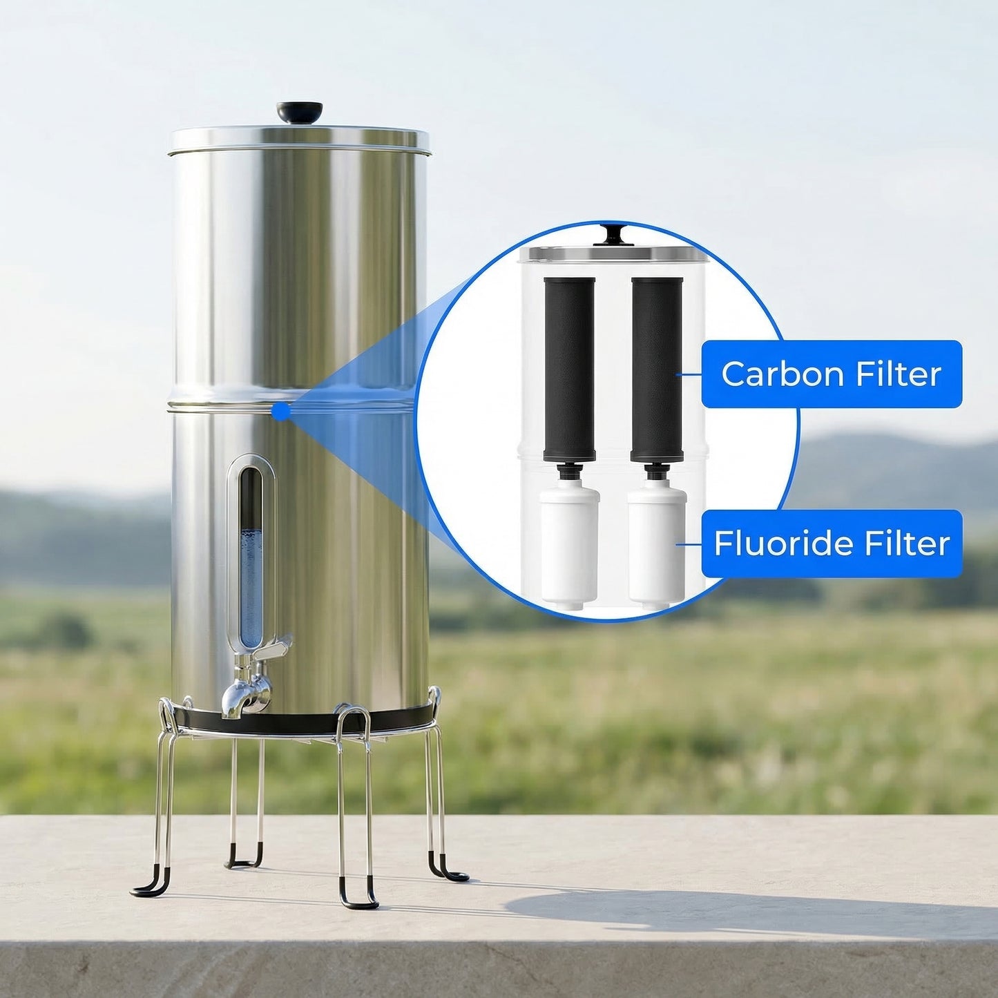 Big Flow 1 Gravity Water Filter Stainless Steel Countertop 3.8L img9
