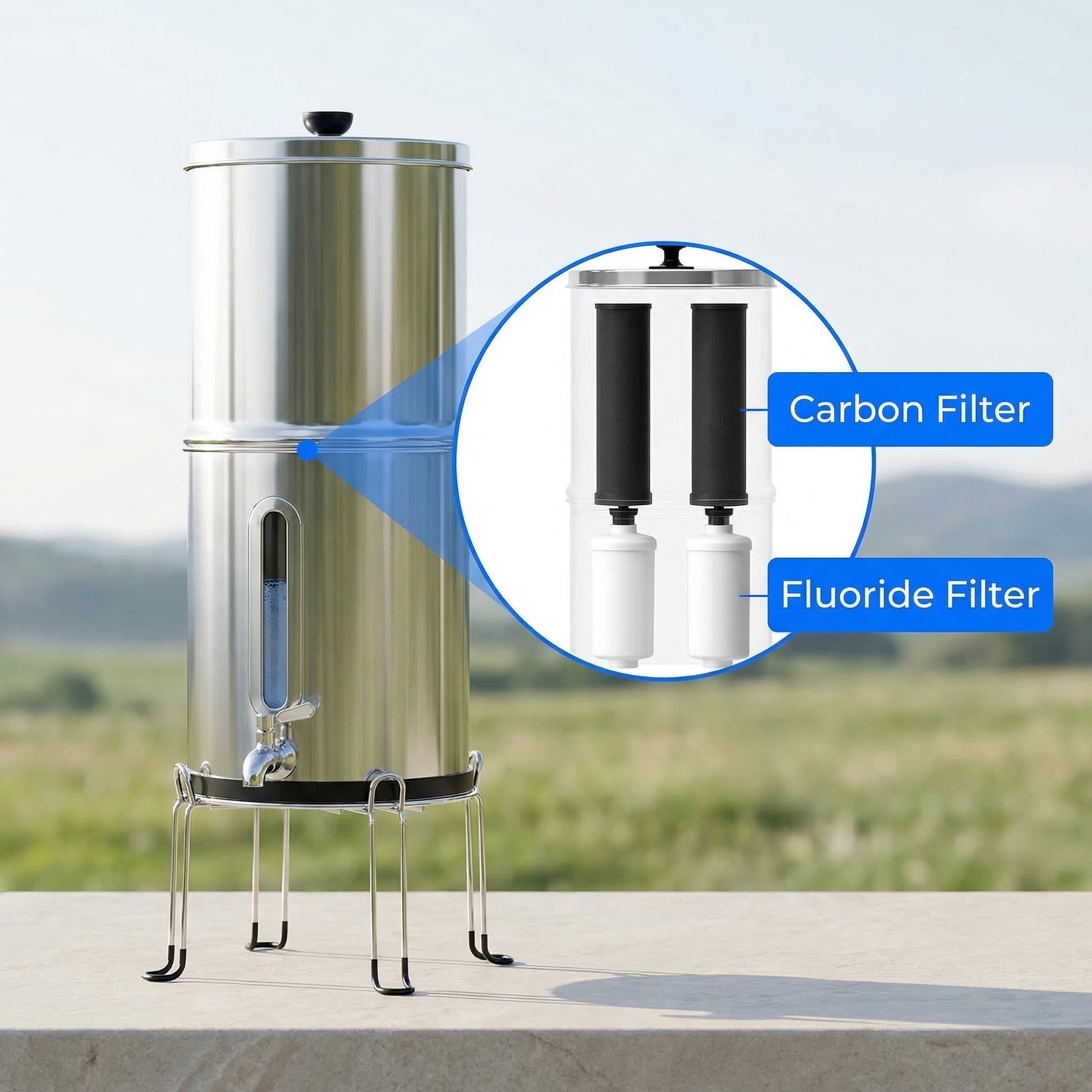 Big Flow 1 Gravity Water Filter Stainless Steel Countertop 3.8L img9