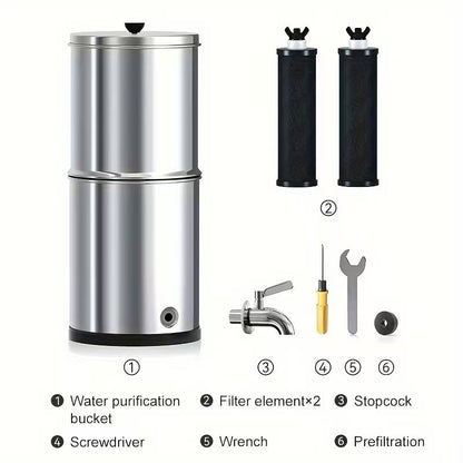 Big Flow2 Gravity Water Filter System Stainless Steel Countertop 8.5L