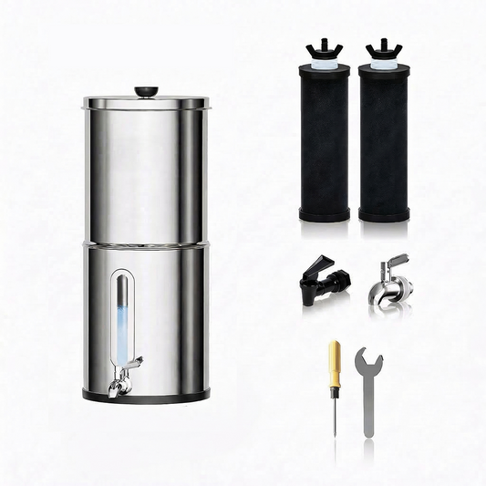 Big Flow2 Gravity Water Filter System Stainless Steel Countertop 8.5L