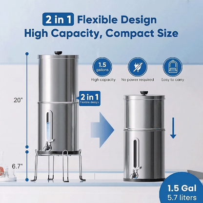 Big Flow 3 Stainless Steel Gravity Water Filter System