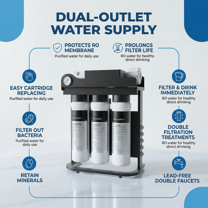 RO100 Under Sink Reverse Osmosis System Dual Outlet Low Waste
