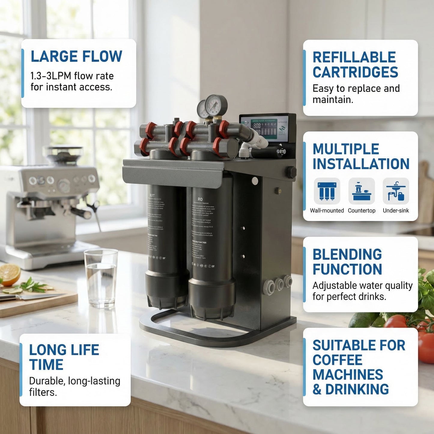 RO500 Commercial Reverse Osmosis System Adjustable TDS Large Flow UV