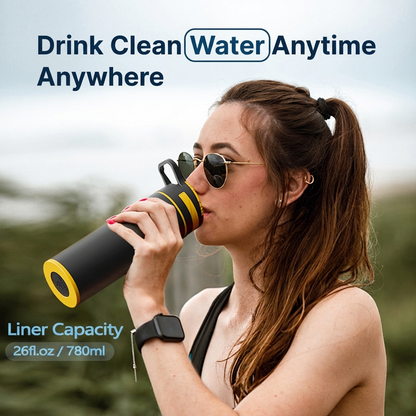 Portable Outdoor Water Filter Bottle – Press Purifier for Hiking Camping