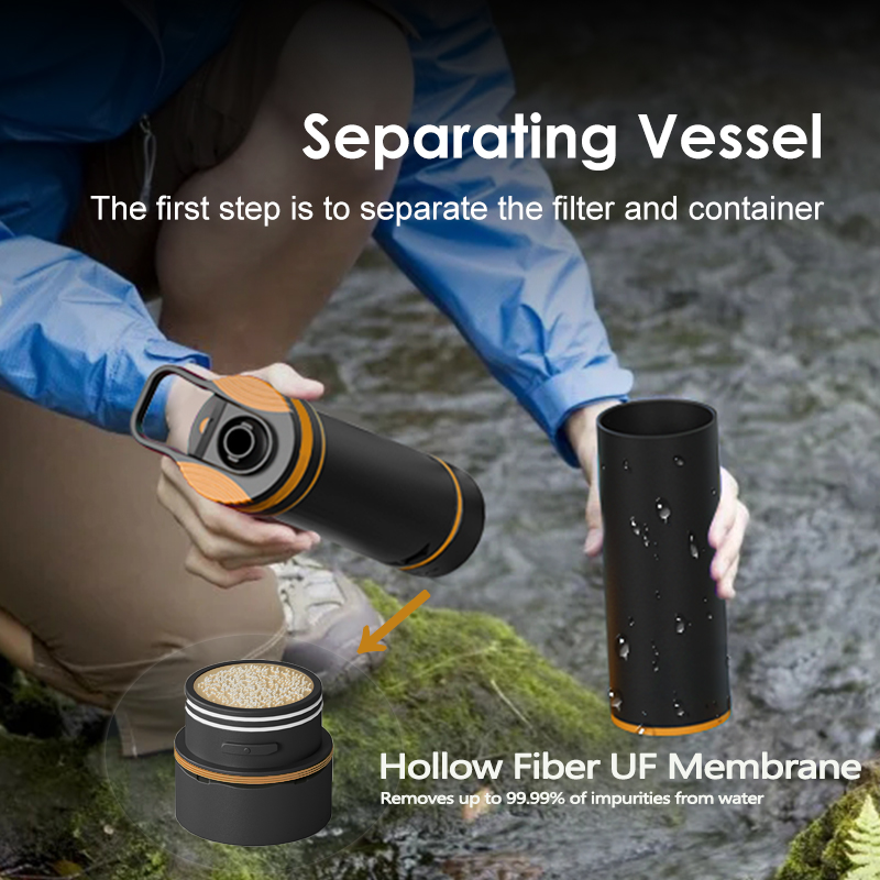 Portable Outdoor Water Filter Bottle – Press Purifier for Hiking Camping