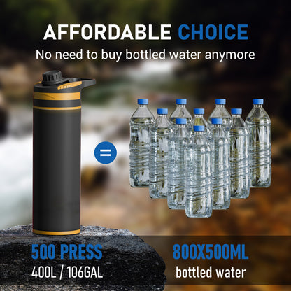 Portable Outdoor Water Filter Bottle – Press Purifier for Hiking Camping