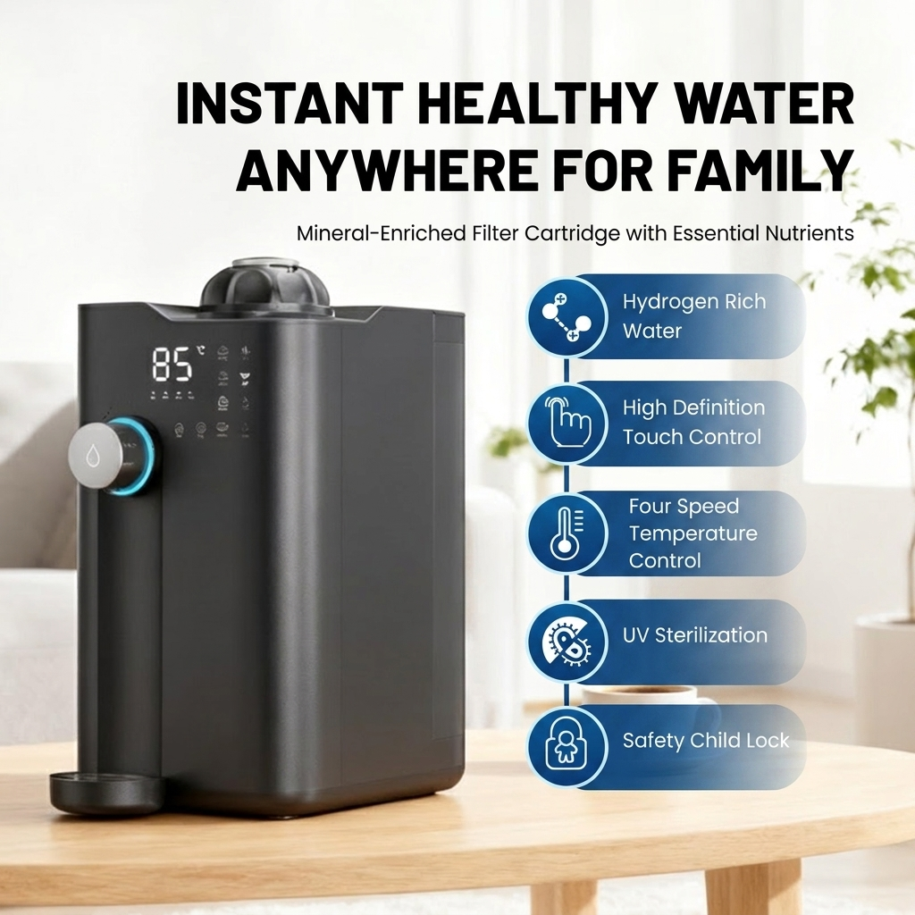 Puflow C9 Pro Hydrogen-Rich RO Countertop Water Purifier Cold to Hot Water Dispenser UV
