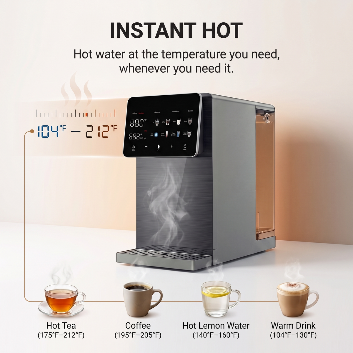 RO32 Cool Countertop Reverse Osmosis System Instant Cold and Hot 2:1 Waste UV