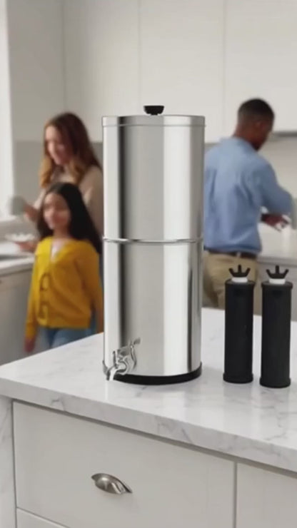 Big Flow2 Gravity Water Filter System Stainless Steel Countertop 8.5L