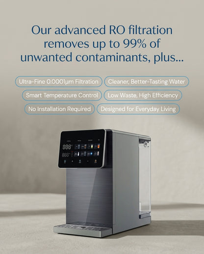 RO32 Countertop Reverse Osmosis System Instant Hot Mineral Filter Low Waste